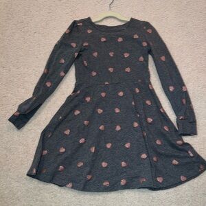 GAP Gray Dress with Pink Heart Pattern